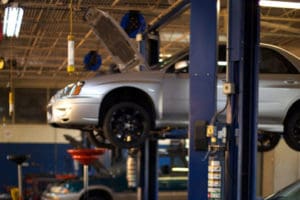 Car being repaired at the garage
