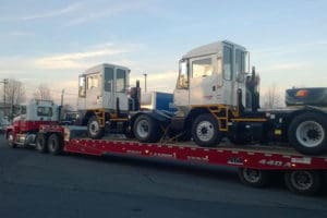 Truck being towed