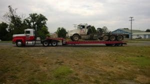 Truck being towed