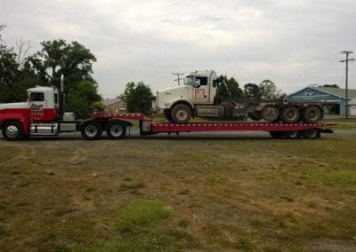 Truck being towed